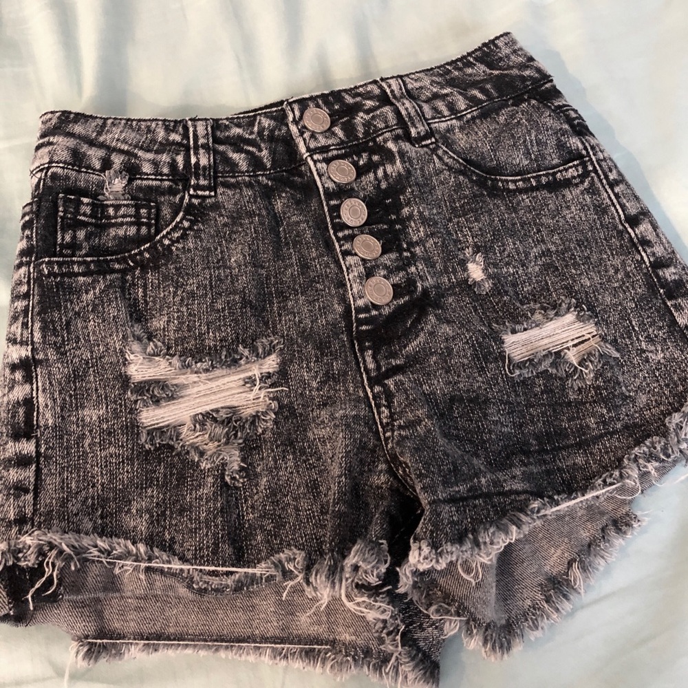 High Waisted Acid Wash Shorts